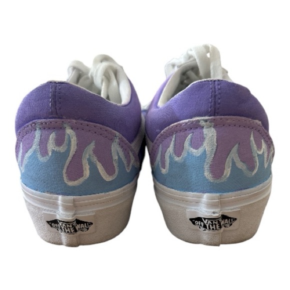 VANS Old Skool Custom Painted Ombré Gradient Blue Purple Drip Lace Up Sneakers - Picture 5 of 8